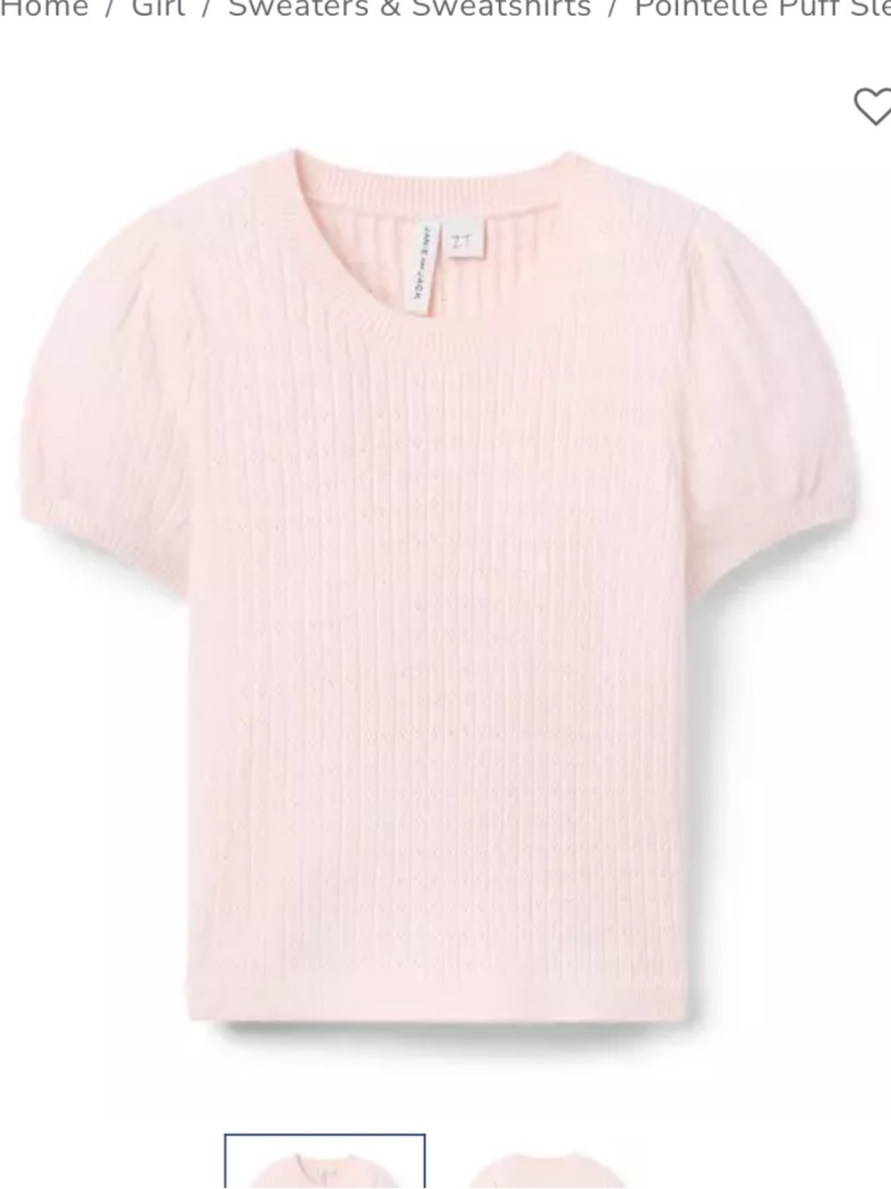 Janie and Jack Pale Pink Pointelle Puff Sleeve Top